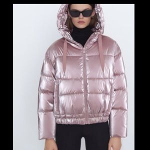 ZARA PINK hooded puffer jacket